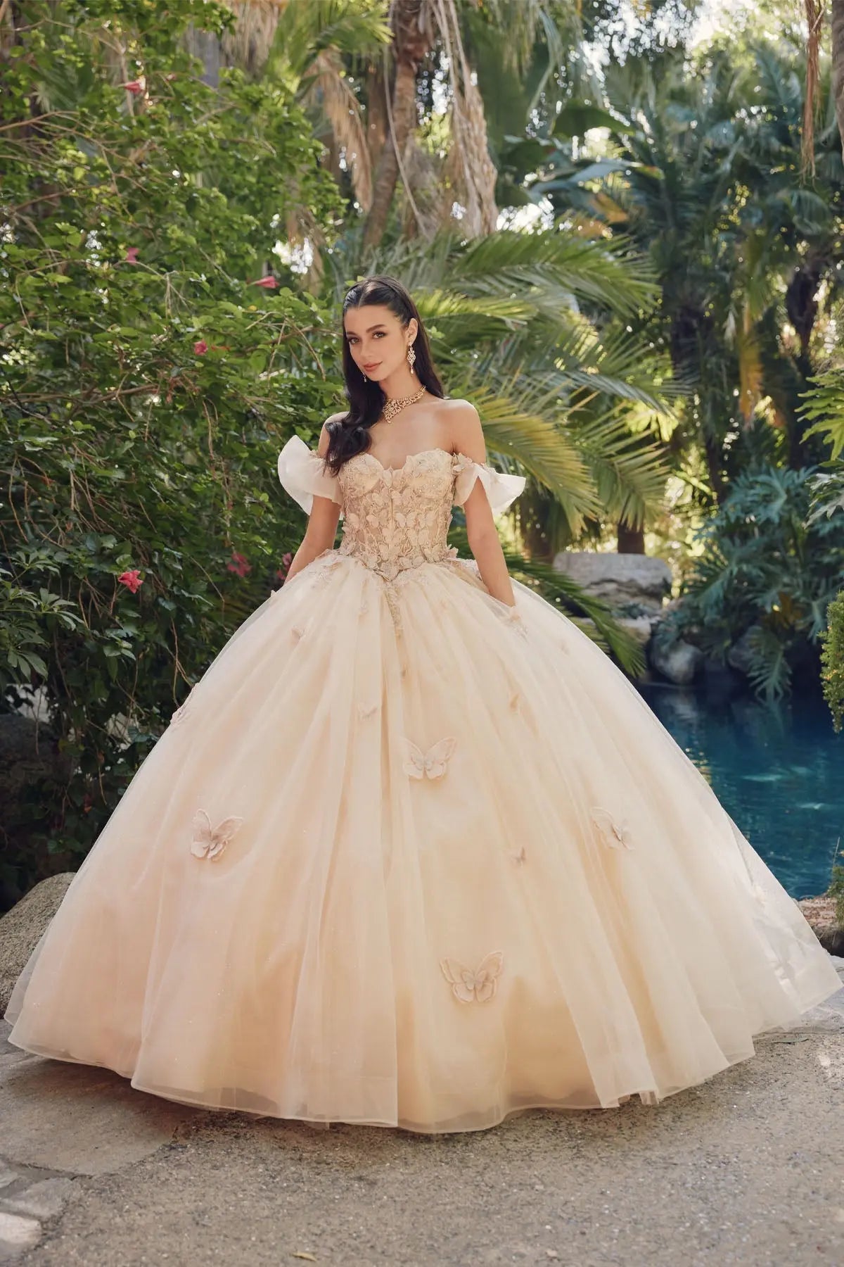 Embellished Lace Applique Tulle Ball Gown Quinceañera Princess JTJT1448J JULT