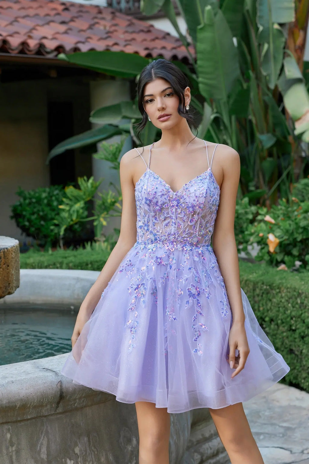 Sequin Corset Bodice Short Tulle Skirt Dress Homecoming with JTJT988N JULT