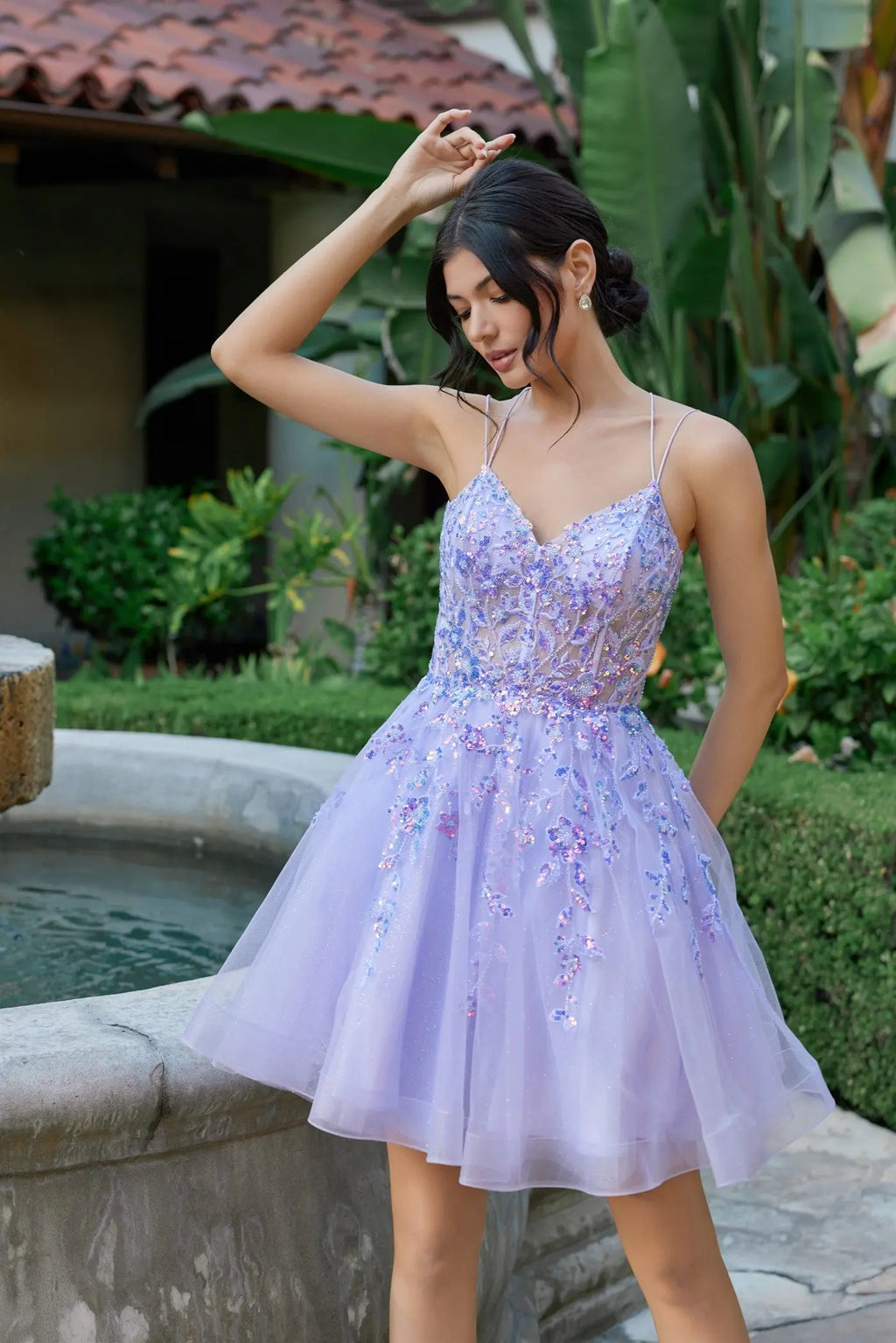 Sequin Corset Bodice Short Tulle Skirt Dress Homecoming with JTJT988N JULT