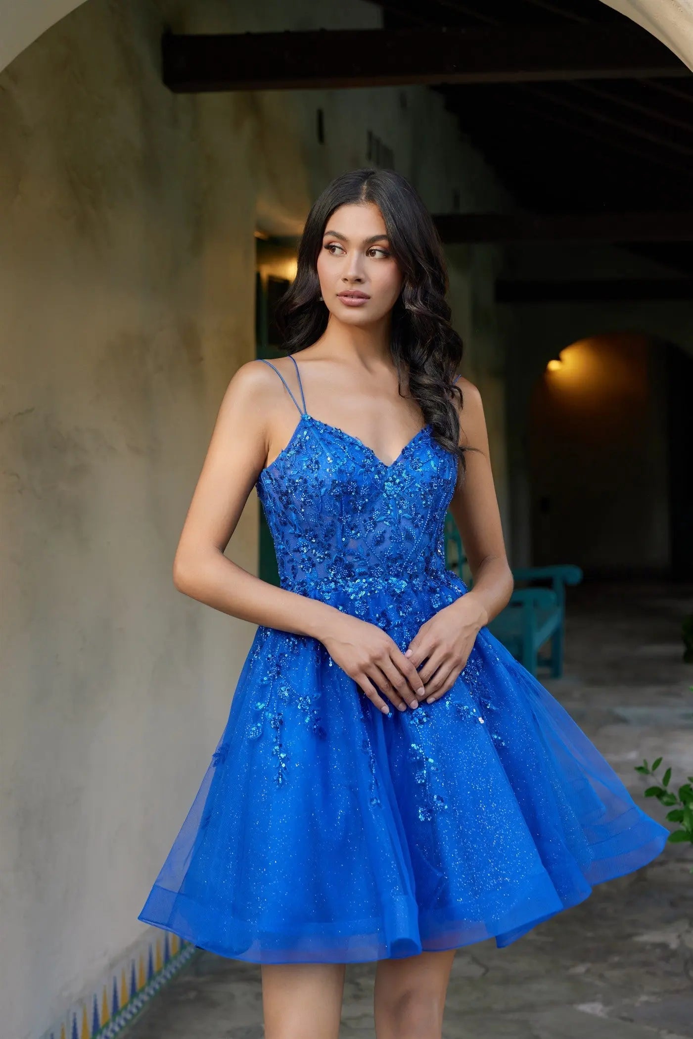 Sequin Corset Bodice Short Tulle Skirt Dress Homecoming with JTJT988N JULT