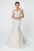 Jewel and Embroidery Embellished Mesh Long Wedding Dress GLGL2822 GLSC